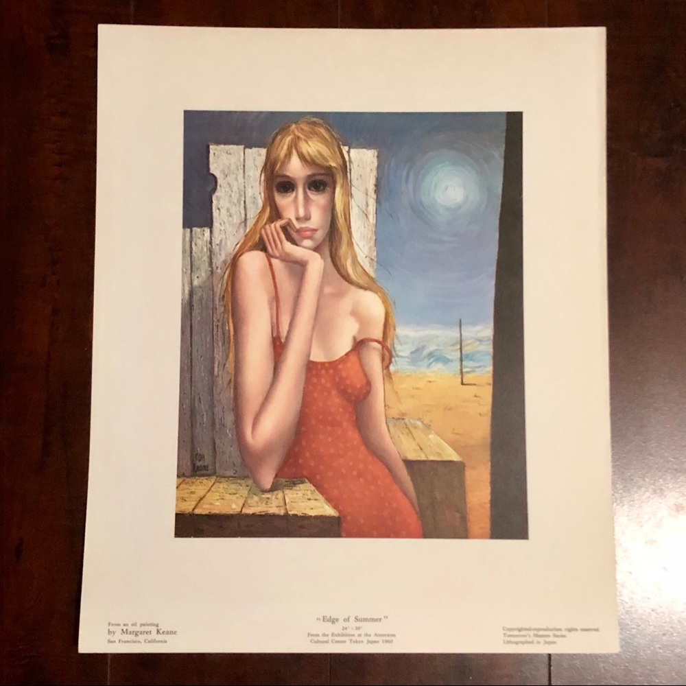 Big Eyes 1960’s Margaret Keane Vintage Lithograph Print Midcentury Pop Art - Picture 2 of 5